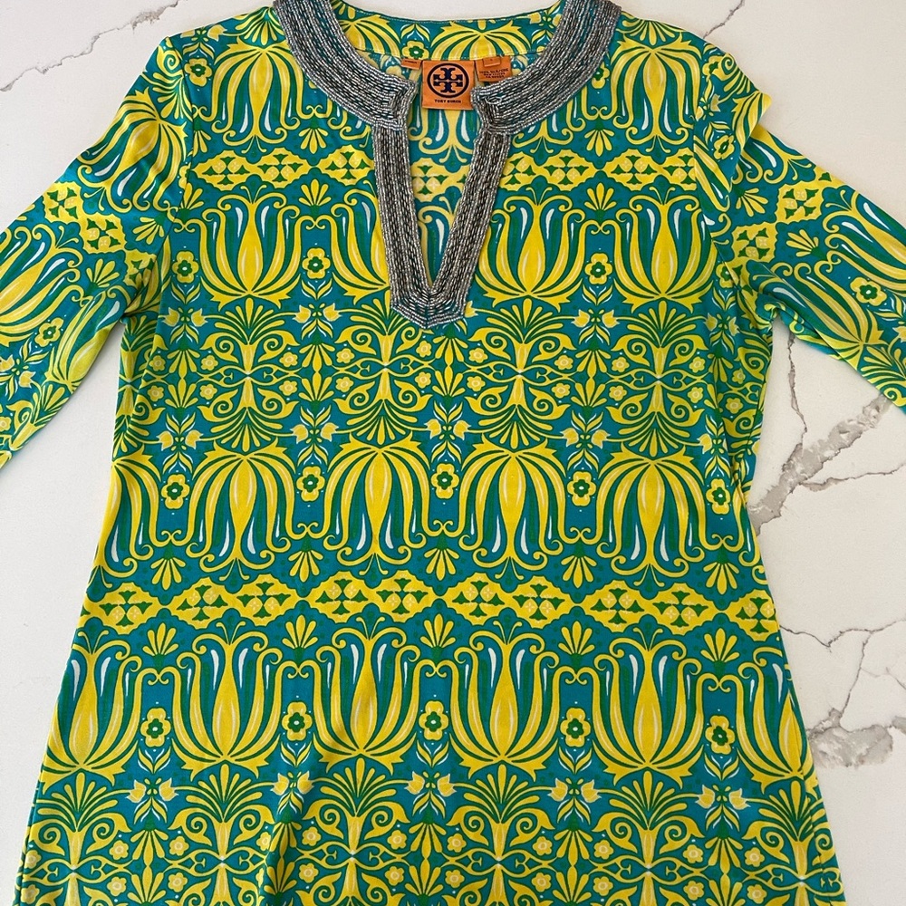 Tory Burch vintage green & yellow tunic